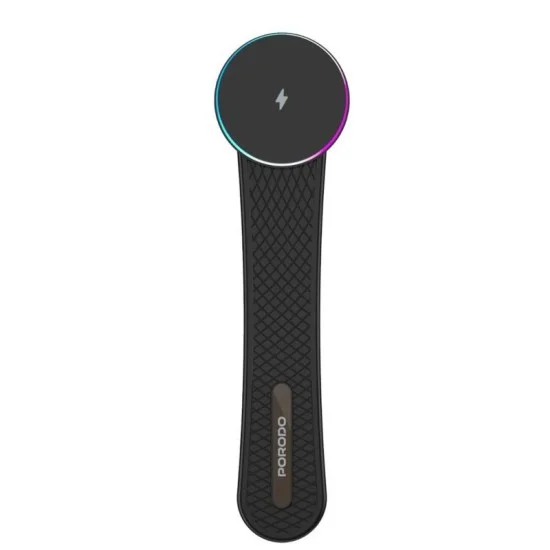 Porodo 15w magnetic wireless car mount with dual port car charger & c-c cable 1m - black